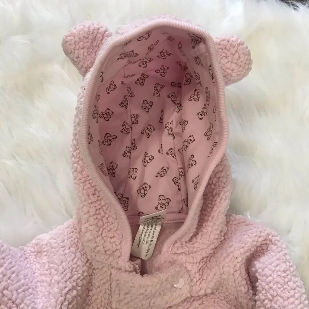 Baby Snowsuit Coat Bunting Baby‎ Girl 9 months Pink Bear winter